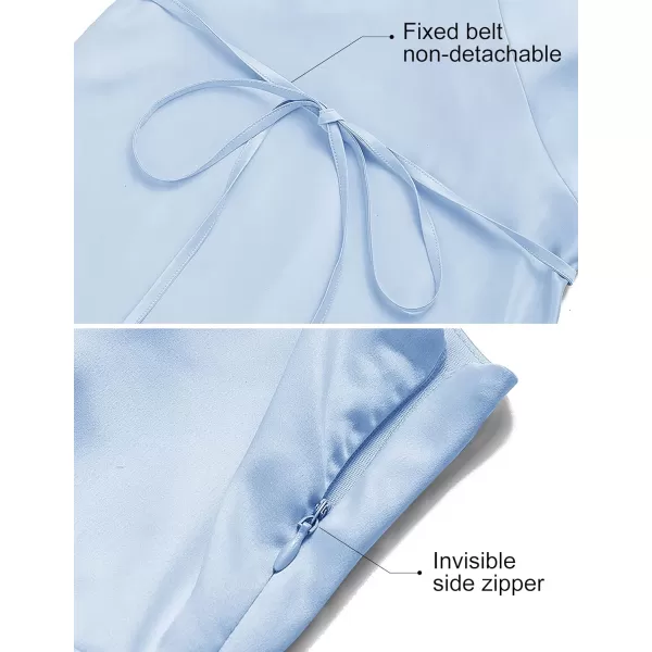 imageZESICA Womens 2023 Summer Satin V Neck Sleeveless Backless Tie Waist Silky Cocktail Club Party Mini DressZESICA Womens 2023 Summer Satin V Neck Sleeveless Backless Tie Waist Silky Cocktail Club Party Mini Dress
