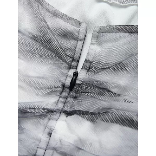 imageZESICA Womens 2023 Summer Short Puff Sleeve Tie Dye Print Ruched Bodycon Cocktail Party Wedding Guest Short Mini DressBlack