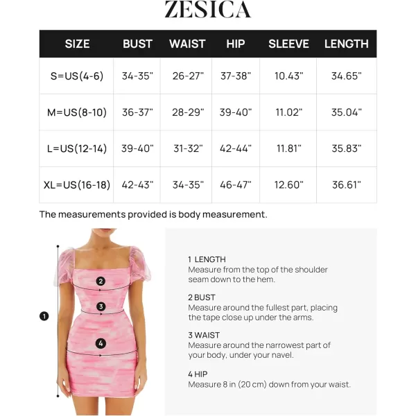 imageZESICA Womens 2023 Summer Short Puff Sleeve Tie Dye Print Ruched Bodycon Cocktail Party Wedding Guest Short Mini DressHotpink