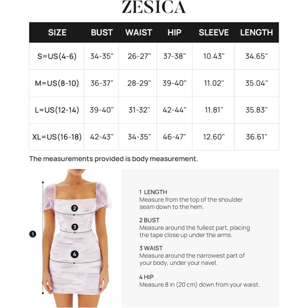 imageZESICA Womens 2023 Summer Short Puff Sleeve Tie Dye Print Ruched Bodycon Cocktail Party Wedding Guest Short Mini DressPurple