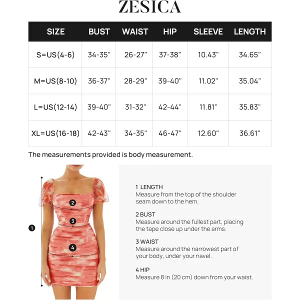 imageZESICA Womens 2023 Summer Short Puff Sleeve Tie Dye Print Ruched Bodycon Cocktail Party Wedding Guest Short Mini DressRed