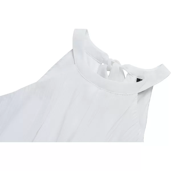imageZESICA Womens 2023 Summer Sleeveless Halter Neck Ruffle Tiered Layed Chiffon Flowy Swing Long Midi DressWhite