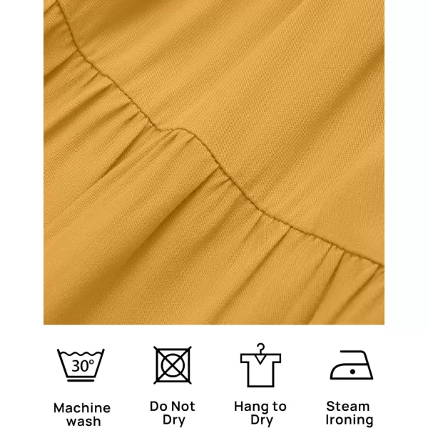 imageZESICA Womens 2023 Summer Square Neck Short Puff Sleeve Solid Color High Waist Casual Smocked Flowy A Line Tiered Midi DressGinger