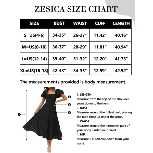 imageZESICA Womens 2023 Summer Square Neck Short Puff Sleeve Solid Color High Waist Casual Smocked Flowy A Line Tiered Midi DressZESICA Womens 2023 Summer Square Neck Short Puff Sleeve Solid Color High Waist Casual Smocked Flowy A Line Tiered Midi Dress