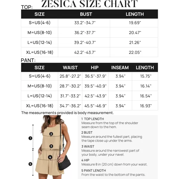 imageZESICA Womens 2023 Summer Two Piece Outfits Linen Crew Neck Tank Crop Top and Shorts 2 Piece Lounge Matching SetApricot