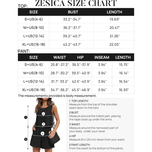 imageZESICA Womens 2023 Summer Two Piece Outfits Linen Crew Neck Tank Crop Top and Shorts 2 Piece Lounge Matching SetBlack