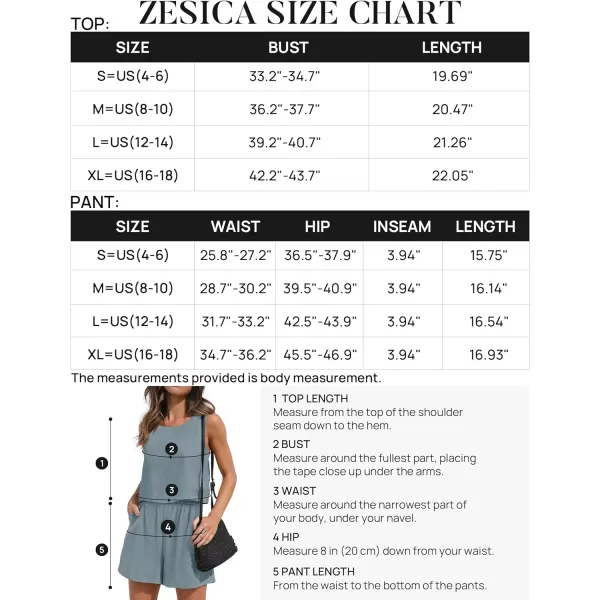 imageZESICA Womens 2023 Summer Two Piece Outfits Linen Crew Neck Tank Crop Top and Shorts 2 Piece Lounge Matching SetDustyblue