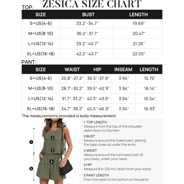 imageZESICA Womens 2023 Summer Two Piece Outfits Linen Crew Neck Tank Crop Top and Shorts 2 Piece Lounge Matching SetGreygreen
