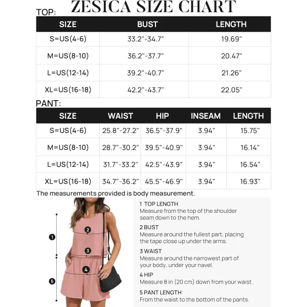 imageZESICA Womens 2023 Summer Two Piece Outfits Linen Crew Neck Tank Crop Top and Shorts 2 Piece Lounge Matching SetPink
