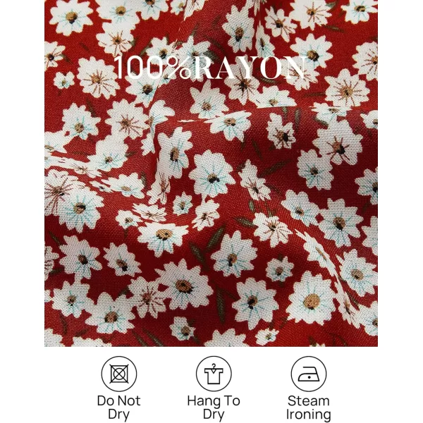 imageZESICA Womens 2023 Summer Wrap V Neck Bohemian Floral Print Ruffle Swing A Line Beach Mini DressBrickred