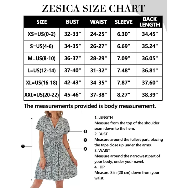 imageZESICA Womens 2023 Summer Wrap V Neck Bohemian Floral Print Ruffle Swing A Line Beach Mini DressDustygreen