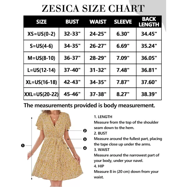 imageZESICA Womens 2023 Summer Wrap V Neck Bohemian Floral Print Ruffle Swing A Line Beach Mini DressGinger