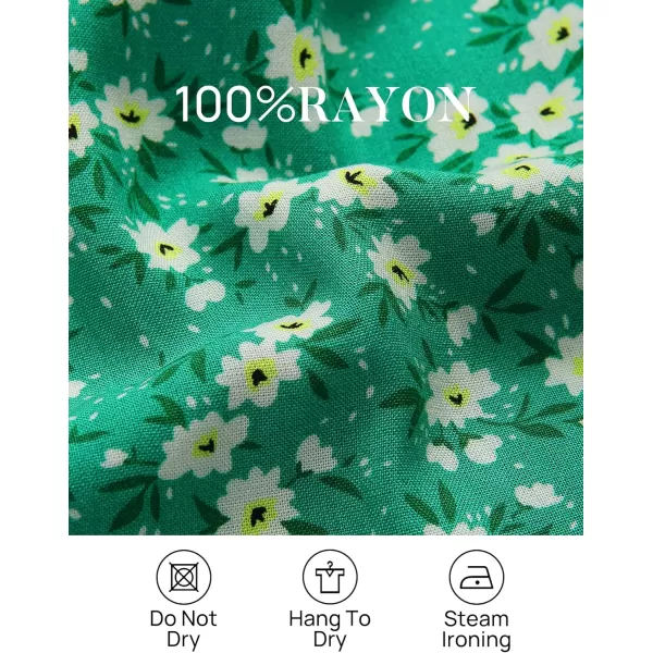 imageZESICA Womens 2023 Summer Wrap V Neck Bohemian Floral Print Ruffle Swing A Line Beach Mini DressHollygreen