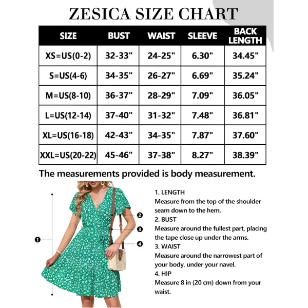 imageZESICA Womens 2023 Summer Wrap V Neck Bohemian Floral Print Ruffle Swing A Line Beach Mini DressLakegreen