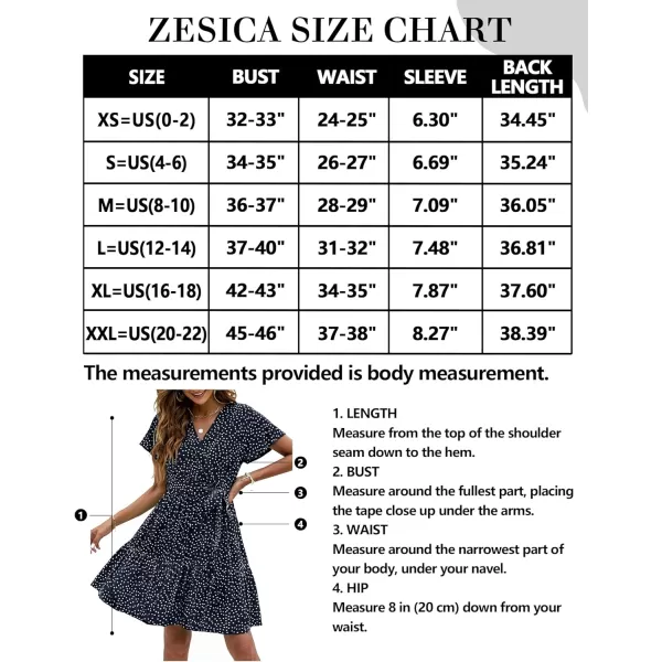 imageZESICA Womens 2023 Summer Wrap V Neck Bohemian Floral Print Ruffle Swing A Line Beach Mini DressNavyblue