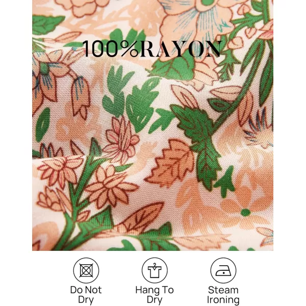 imageZESICA Womens 2023 Summer Wrap V Neck Bohemian Floral Print Ruffle Swing A Line Beach Mini DressNude