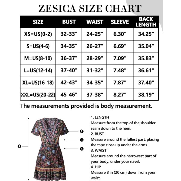 imageZESICA Womens 2023 Summer Wrap V Neck Bohemian Floral Print Ruffle Swing A Line Beach Mini DressOceanablue