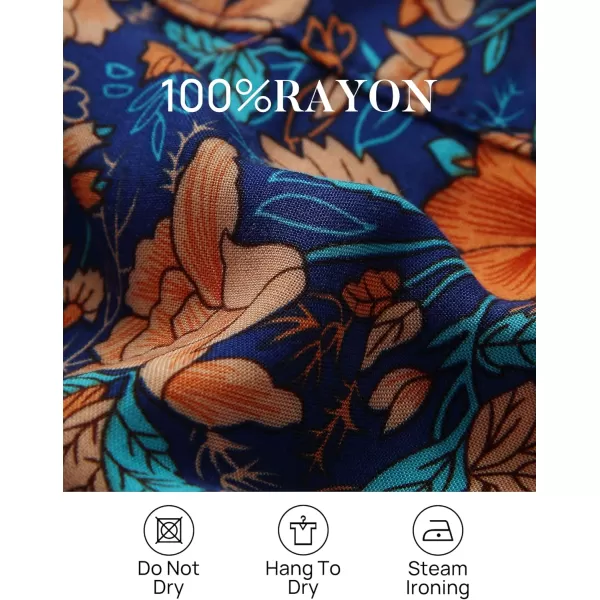 imageZESICA Womens 2023 Summer Wrap V Neck Bohemian Floral Print Ruffle Swing A Line Beach Mini DressRoyal Blue