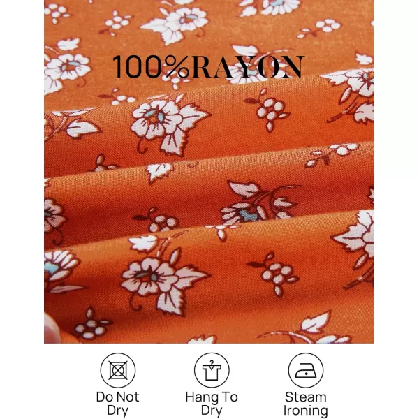 imageZESICA Womens 2023 Summer Wrap V Neck Bohemian Floral Print Ruffle Swing A Line Beach Mini DressTangerine