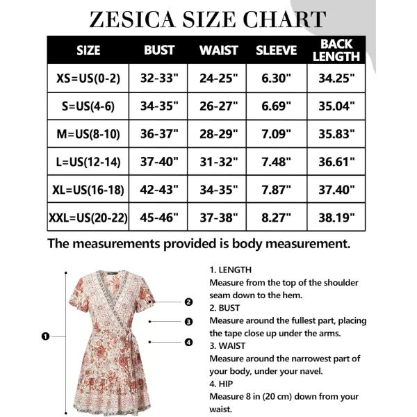 imageZESICA Womens 2023 Summer Wrap V Neck Bohemian Floral Print Ruffle Swing A Line Beach Mini DressWhite