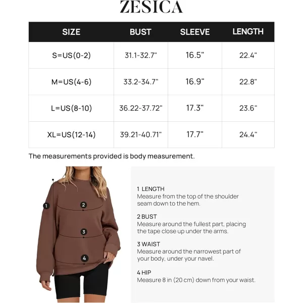 imageZESICA Womens 2023 Sweatshirts Casual Long Sleeve Mock Neck Y2K Fleece Loose Pullover Sweatshirt Tops with PocketsBrown