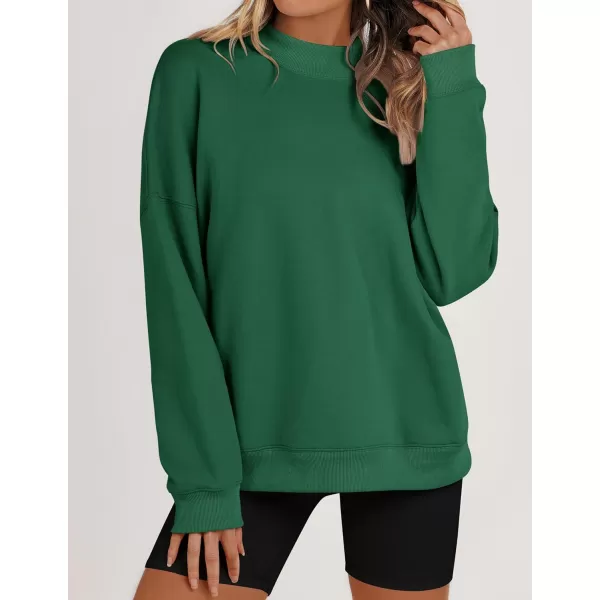imageZESICA Womens 2023 Sweatshirts Casual Long Sleeve Mock Neck Y2K Fleece Loose Pullover Sweatshirt Tops with PocketsEmerald