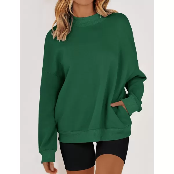 imageZESICA Womens 2023 Sweatshirts Casual Long Sleeve Mock Neck Y2K Fleece Loose Pullover Sweatshirt Tops with PocketsEmerald