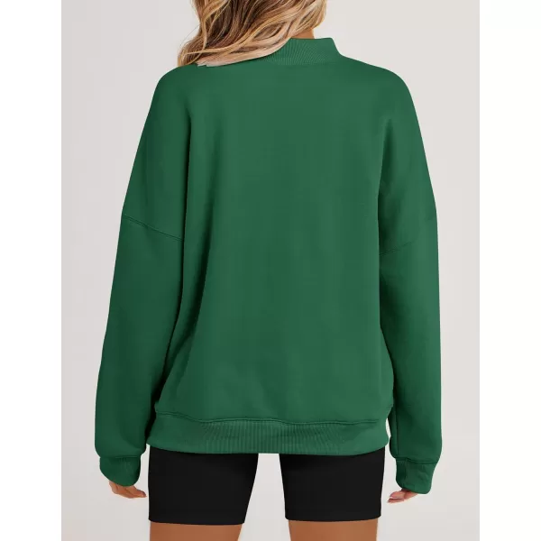imageZESICA Womens 2023 Sweatshirts Casual Long Sleeve Mock Neck Y2K Fleece Loose Pullover Sweatshirt Tops with PocketsEmerald