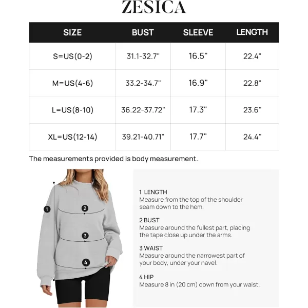 imageZESICA Womens 2023 Sweatshirts Casual Long Sleeve Mock Neck Y2K Fleece Loose Pullover Sweatshirt Tops with PocketsGrey