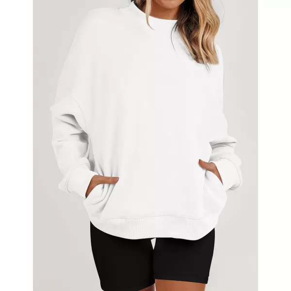 imageZESICA Womens 2023 Sweatshirts Casual Long Sleeve Mock Neck Y2K Fleece Loose Pullover Sweatshirt Tops with PocketsIvory