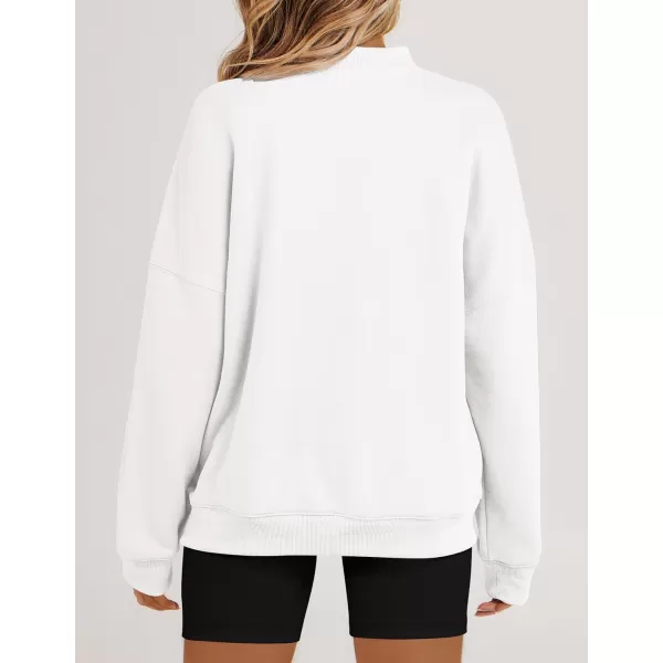 imageZESICA Womens 2023 Sweatshirts Casual Long Sleeve Mock Neck Y2K Fleece Loose Pullover Sweatshirt Tops with PocketsIvory