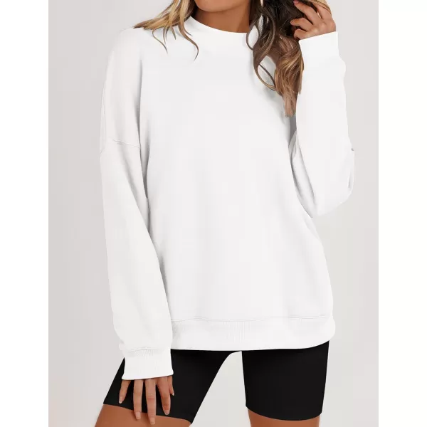 imageZESICA Womens 2023 Sweatshirts Casual Long Sleeve Mock Neck Y2K Fleece Loose Pullover Sweatshirt Tops with PocketsIvory