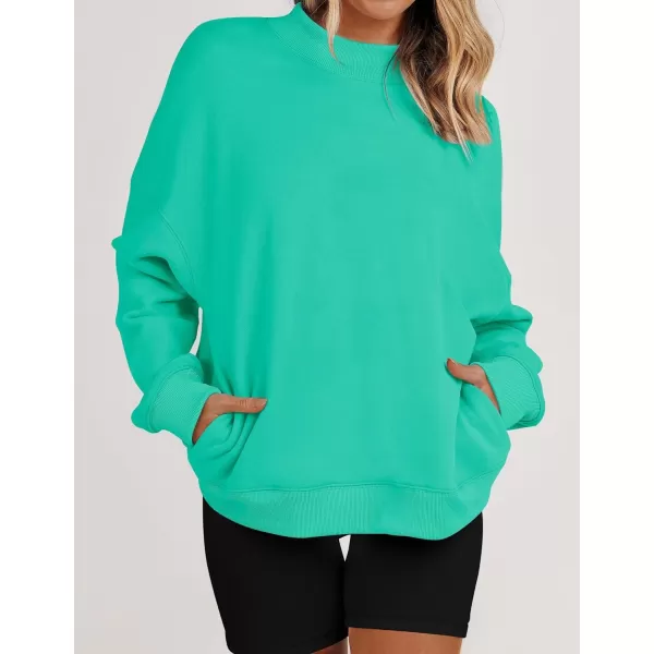 imageZESICA Womens 2023 Sweatshirts Casual Long Sleeve Mock Neck Y2K Fleece Loose Pullover Sweatshirt Tops with PocketsLake