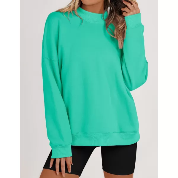 imageZESICA Womens 2023 Sweatshirts Casual Long Sleeve Mock Neck Y2K Fleece Loose Pullover Sweatshirt Tops with PocketsLake