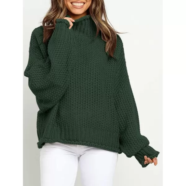 imageZESICA Womens 2023 Turtleneck Batwing Sleeve Loose Oversized Chunky Knitted Pullover Sweater Jumper TopsArmygreen