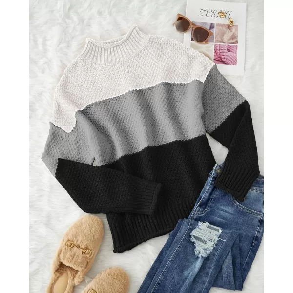 imageZESICA Womens 2023 Turtleneck Batwing Sleeve Loose Oversized Chunky Knitted Pullover Sweater Jumper TopsB Black