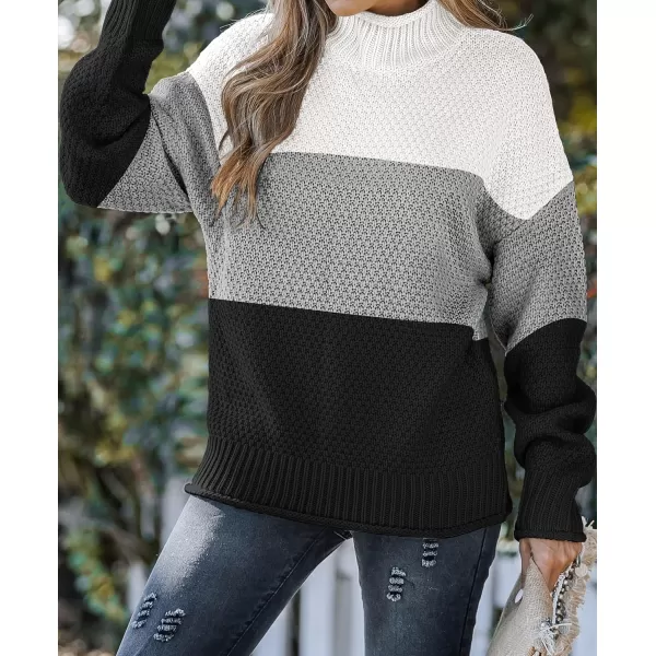 imageZESICA Womens 2023 Turtleneck Batwing Sleeve Loose Oversized Chunky Knitted Pullover Sweater Jumper TopsB Black