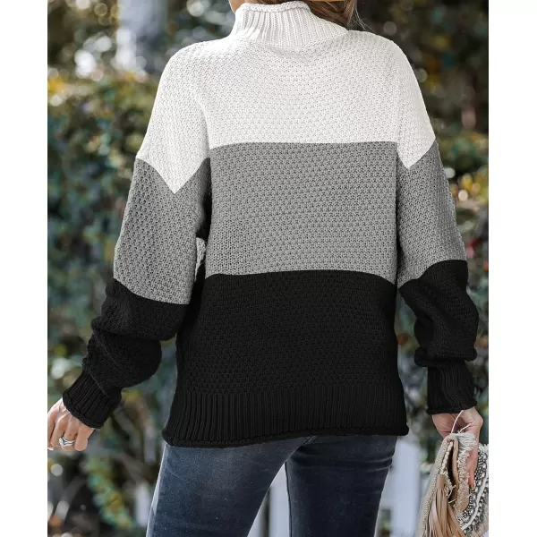 imageZESICA Womens 2023 Turtleneck Batwing Sleeve Loose Oversized Chunky Knitted Pullover Sweater Jumper TopsB Black