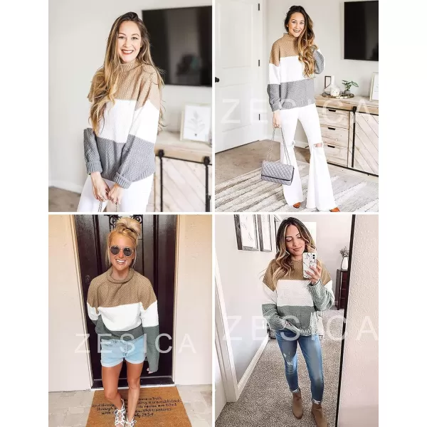 imageZESICA Womens 2023 Turtleneck Batwing Sleeve Loose Oversized Chunky Knitted Pullover Sweater Jumper TopsB Grey