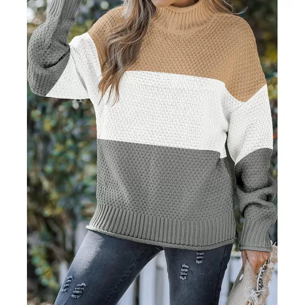 imageZESICA Womens 2023 Turtleneck Batwing Sleeve Loose Oversized Chunky Knitted Pullover Sweater Jumper TopsB Grey