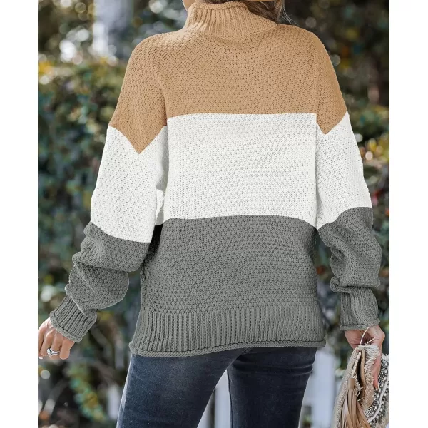imageZESICA Womens 2023 Turtleneck Batwing Sleeve Loose Oversized Chunky Knitted Pullover Sweater Jumper TopsB Grey