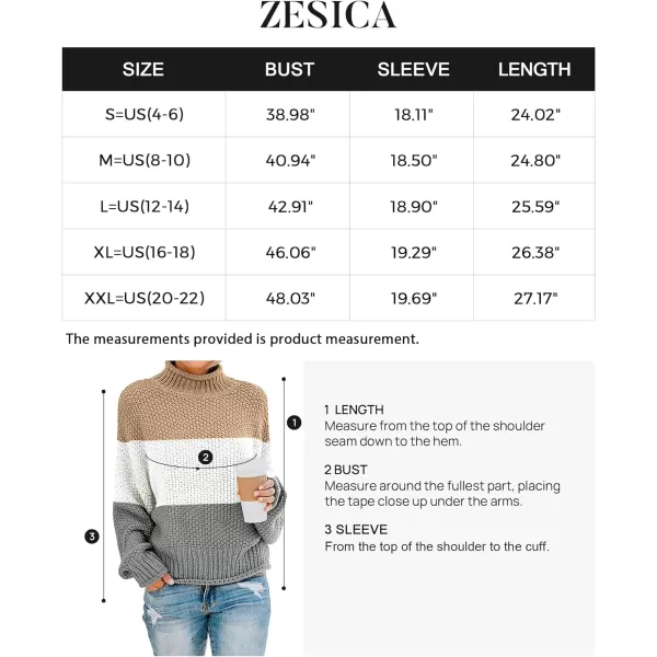 imageZESICA Womens 2023 Turtleneck Batwing Sleeve Loose Oversized Chunky Knitted Pullover Sweater Jumper TopsB Grey