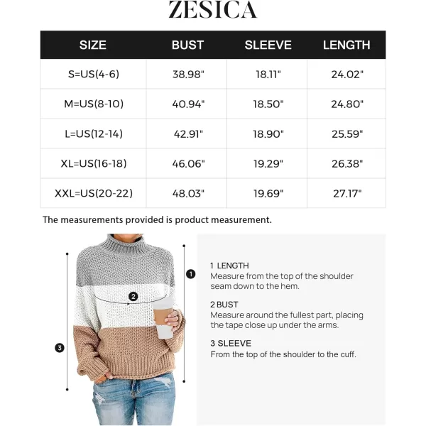 imageZESICA Womens 2023 Turtleneck Batwing Sleeve Loose Oversized Chunky Knitted Pullover Sweater Jumper TopsB Khaki
