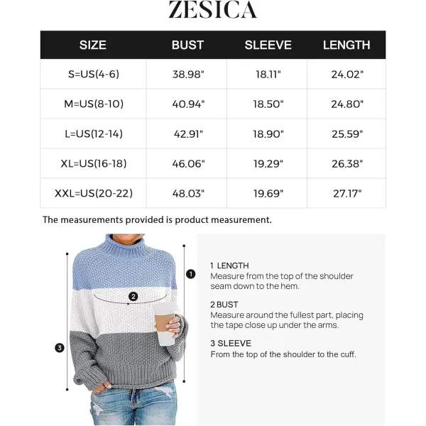 imageZESICA Womens 2023 Turtleneck Batwing Sleeve Loose Oversized Chunky Knitted Pullover Sweater Jumper TopsBampblue