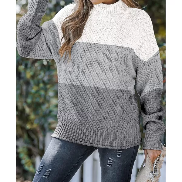 imageZESICA Womens 2023 Turtleneck Batwing Sleeve Loose Oversized Chunky Knitted Pullover Sweater Jumper TopsBampcharcoal