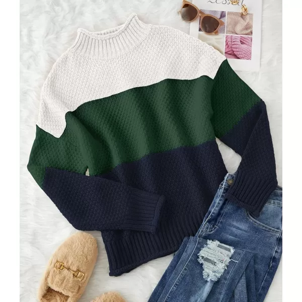 imageZESICA Womens 2023 Turtleneck Batwing Sleeve Loose Oversized Chunky Knitted Pullover Sweater Jumper TopsBampgreen