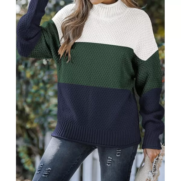 imageZESICA Womens 2023 Turtleneck Batwing Sleeve Loose Oversized Chunky Knitted Pullover Sweater Jumper TopsBampgreen