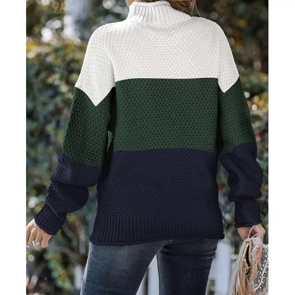imageZESICA Womens 2023 Turtleneck Batwing Sleeve Loose Oversized Chunky Knitted Pullover Sweater Jumper TopsBampgreen