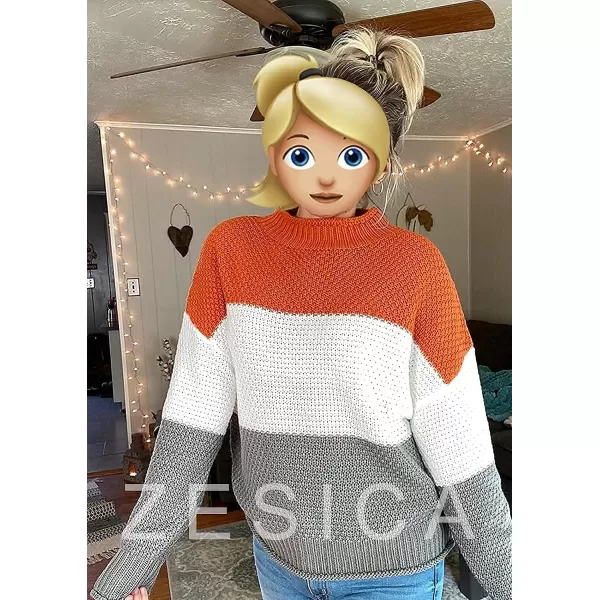 imageZESICA Womens 2023 Turtleneck Batwing Sleeve Loose Oversized Chunky Knitted Pullover Sweater Jumper TopsBamporange