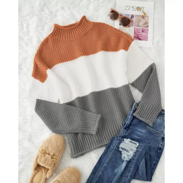 imageZESICA Womens 2023 Turtleneck Batwing Sleeve Loose Oversized Chunky Knitted Pullover Sweater Jumper TopsBamporange